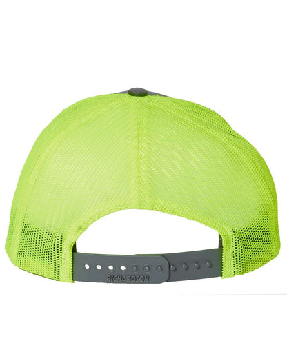 Richardson Snapback Trucker Cap 112 #color_Charcoal/ Neon Yellow