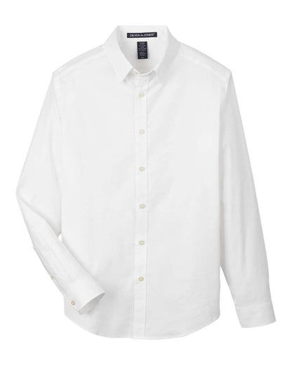Devon & Jones Men's CrownLux Performance® Spencer Poplin Dress Shirt DG505 #color_White