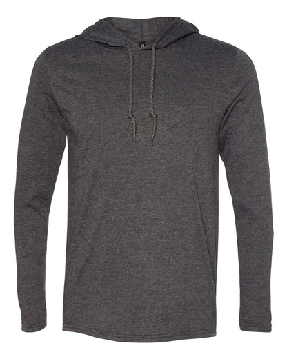 Gildan Softstyle® Lightweight Hooded Long Sleeve T-Shirt 987 #color_Dark Heather/ Dark Grey