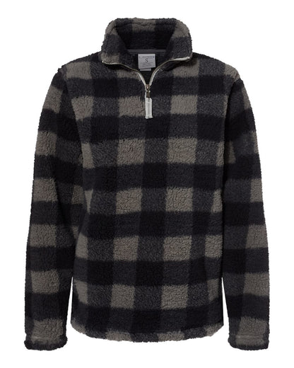 J. America Women’s Epic Sherpa Quarter-Zip Pullover 8451 #color_Black/ Charcoal Buffalo