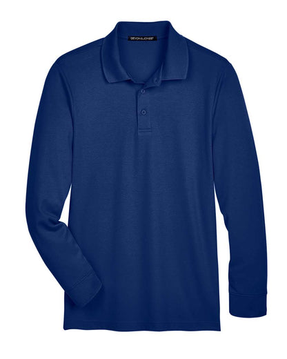 Devon & Jones Men's Tall CrownLux Performance® Plaited Long Sleeve Polo DG20LT #color_True Royal