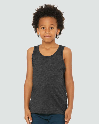 BELLA + CANVAS Youth Heather CVC Tank 3480YCVC #colormdl_Dark Grey Heather