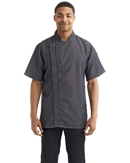 Artisan Collection by Reprime Unisex Zip-Close Short Sleeve Chef's Coat RP906 #colormdl_Black Denim