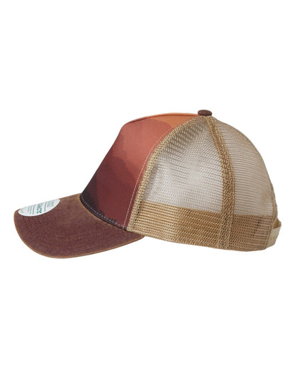 LEGACY Old Favorite Five-Panel Trucker Cap OFAFP #color_Mt Sunset/ Maroon/ Khaki