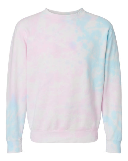 Independent Trading Co. Midweight Tie-Dyed Crewneck Sweatshirt PRM3500TD #color_Tie Dye Cotton Candy