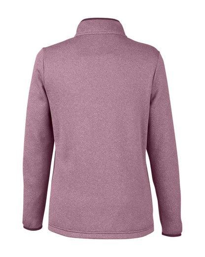 CORE365 Women's Venture Heathered Stripe Quarter-Zip Pullover CE73W #color_Burgundy/ White