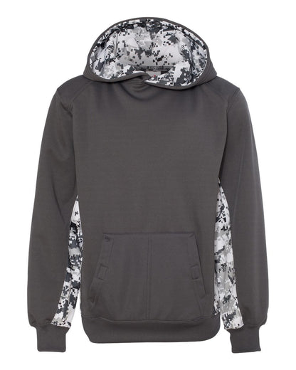 Badger Youth Digital Camo Colorblock Performance Fleece Hooded Sweatshirt 2464 Badger Youth Digital Camo Colorblock Performance Fleece Hooded Sweatshirt 2464