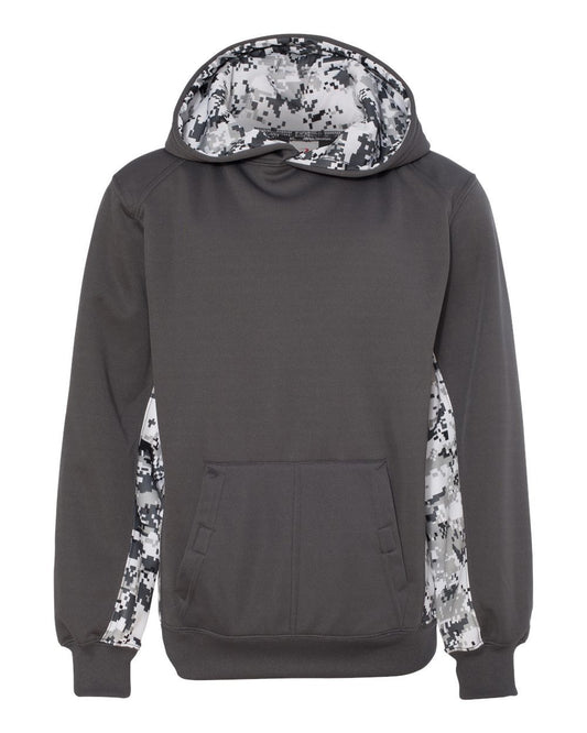 Badger Youth Digital Camo Colorblock Performance Fleece Hooded Sweatshirt 2464