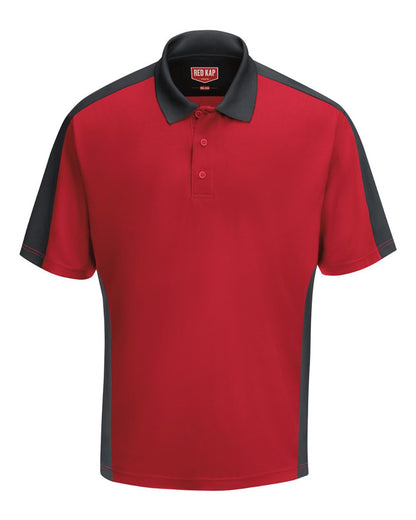 Red Kap Men's Performance Knit Two Tone Polo SK54 #color_Red/ Charcoal