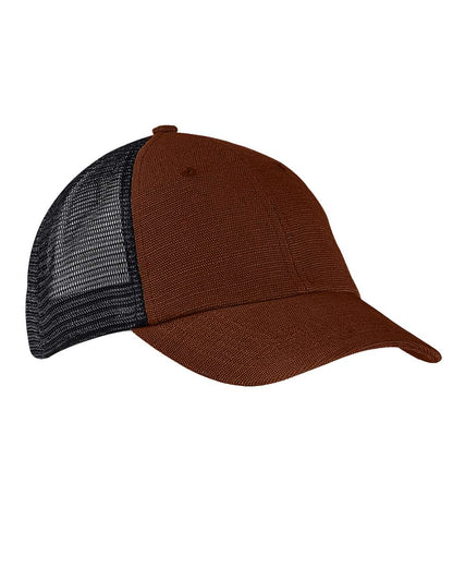 econscious Washed Hemp Soft Mesh Trucker Cap EC7095 #color_Sienna/ Black