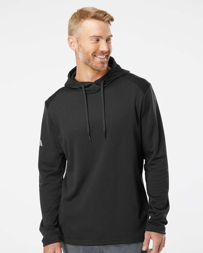 Adidas Men's Textured Mixed Media Midweight Hooded Sweatshirt A530 #colormdl_Black