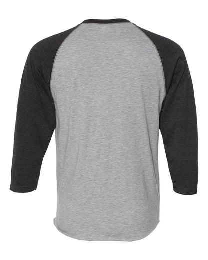 LAT Men's Baseball Fine Jersey Three-Quarter Sleeve Tee 6930 #color_Vintage Heather/ Vintage Smoke