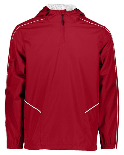 Holloway Men's Wizard Quarter-Zip Hooded Pullover 229016 #color_Scarlet/ White