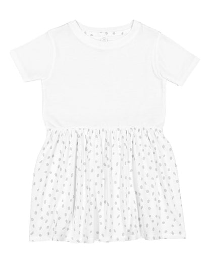 Rabbit Skins Toddler Fine Jersey Dress 5333 #color_White/ White Spot