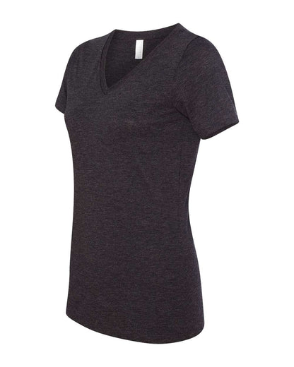 BELLA + CANVAS Women's Relaxed Triblend V-Neck Tee 6415 #color_Charcoal Black Triblend