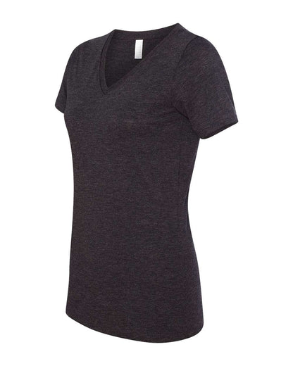 BELLA + CANVAS Women's Relaxed Triblend Short Sleeve V-Neck Tee 6415 #color_Charcoal Black Triblend