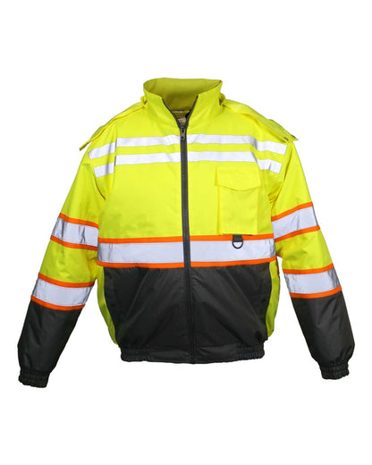 Kishigo Unisex Economy Contrast Class 3 Bomber Jacket JS156 #color_Lime