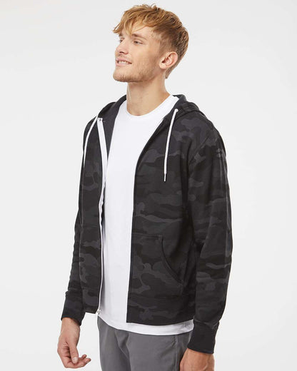 Independent Trading Co. Unisex Lightweight Full-Zip Hooded Sweatshirt AFX90UNZ #colormdl_Black Camo
