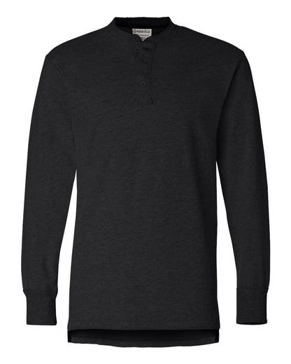 J. America Men's Vintage Brushed Jersey Henley 8244 #color_Black