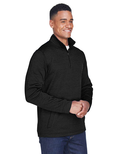 Devon & Jones Men's Newbury Mélange Fleece Quarter-Zip Pullover DG798 #colormdl_Black Heather