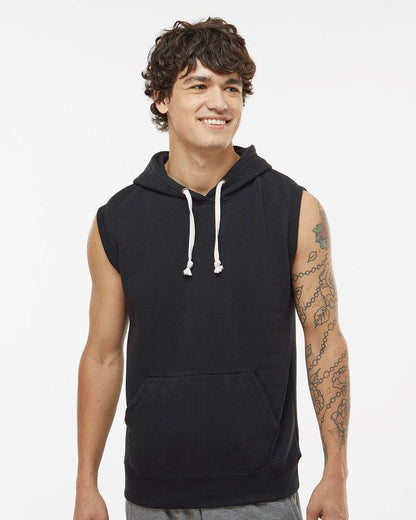 J. America Men's Triblend Sleeveless Hooded Sweatshirt 8877 #colormdl_Solid Black
