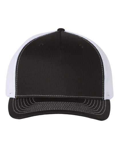 Richardson Five-Panel Trucker Cap 112FP #color_Black/ White