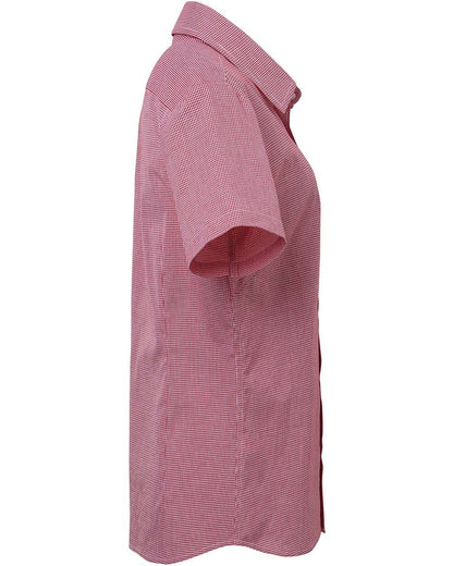 Artisan Collection by Reprime Women's Microcheck Gingham Short Sleeve Cotton Dress Shirt RP321 #color_Red/ White