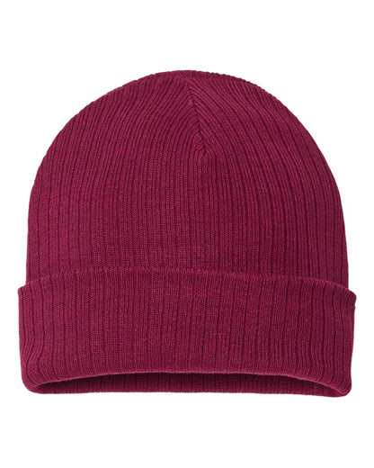 Atlantis Headwear Sustainable Rib Cuffed Beanie RIO #color_Burgundy