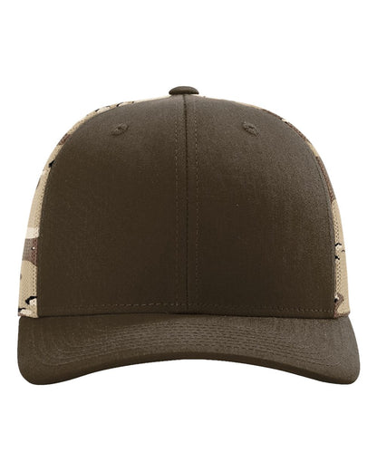 Richardson Printed Mesh Trucker Cap 112PM #color_Brown/ Desert Camo