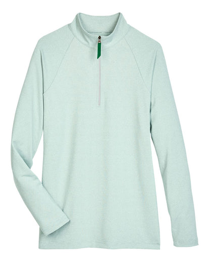 Devon & Jones Women's CrownLux Performance® Clubhouse Micro-Stripe Quarter-Zip Pullover DG480W #color_Kelly Green