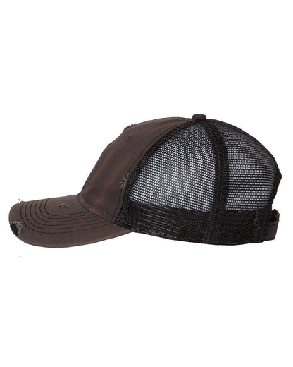 Valucap Bounty Dirty-Washed Mesh-Back Cap 3150 #color_Charcoal/ Black