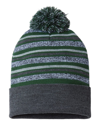 CAP AMERICA USA-Made Striped Beanie RKL12 #color_Forest Green