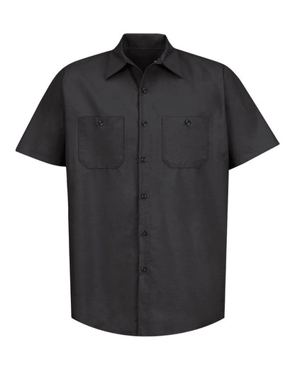 Red Kap Men's Tall Industrial Short Sleeve Work Shirt SP24T #color_Black