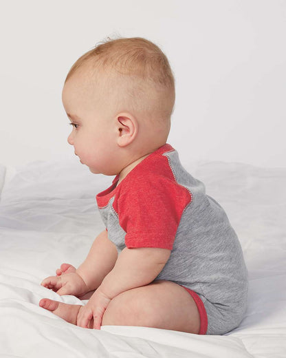 Rabbit Skins Infant Baseball Fine Jersey Bodysuit 4430 #colormdl_Vintage Heather/ Vintage Red