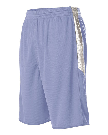 Alleson Athletic Single Ply Reversible Basketball Shorts 589PSP #color_Columbia Blue/ White