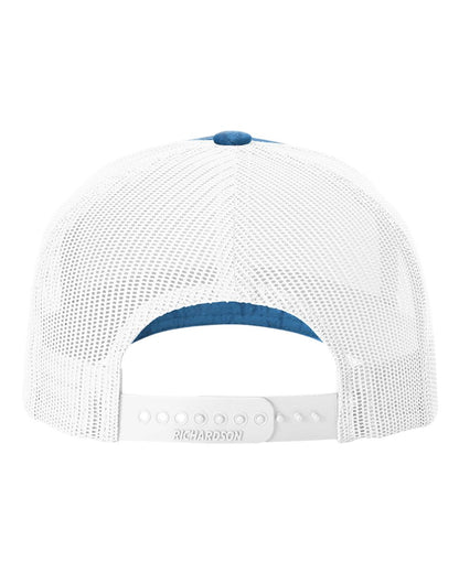 Richardson Five-Panel Printed Trucker Cap 112PFP #color_Realtree Fishing Light Blue/ White