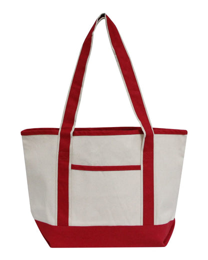 OAD Promotional Heavyweight Medium Beach Tote OAD102 #color_Natural/ Red