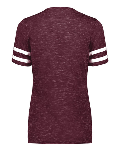 Holloway Women's Eco Revive™ Monterey V-Neck T-Shirt 223245 #color_Maroon Heather/ White