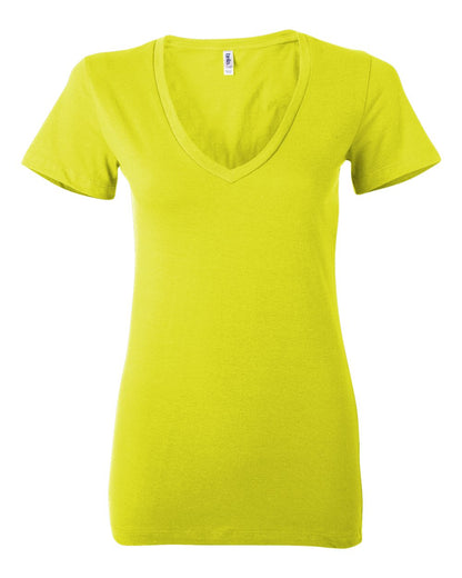 BELLA + CANVAS Women’s Jersey Deep V-Neck Tee 6035 #color_Neon Yellow