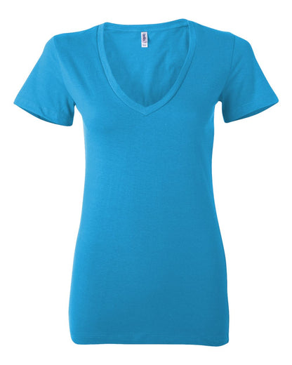 BELLA + CANVAS Women’s Jersey Deep V-Neck Tee 6035 #color_Neon Blue