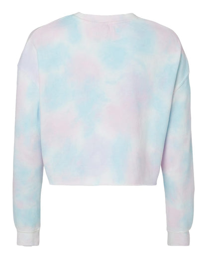 Independent Trading Co. Women's Lightweight Crop Crewneck Sweatshirt AFX24CRP #color_Tie Dye Cotton Candy