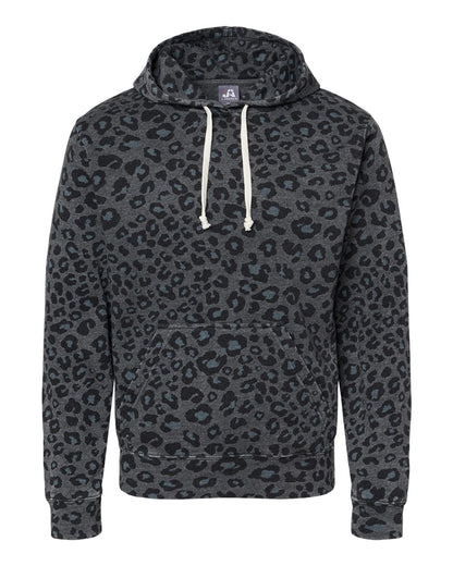 J. America Men's Triblend Fleece Hooded Sweatshirt 8871 #color_Black Leopard Triblend