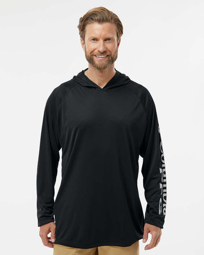 Columbia Unisex PFG Terminal Tackle™ Hooded Long Sleeve T-Shirt 212482 #colormdl_Black/ Cool Grey