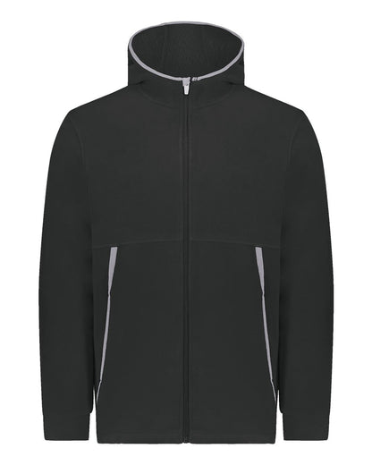 Augusta Sportswear Youth Eco Revive™ Polar Fleece Hooded Full-Zip Jacket 6859 #color_Black