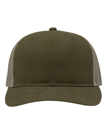 Sportsman Modern Six-Panel Trucker Fit Cap SP1650 #color_Dark Olive Green/ Khaki