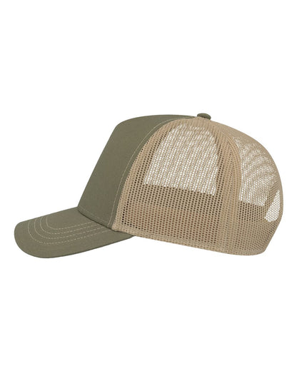 Atlantis Headwear Sustainable Canvas Cap RAPPER #color_Olive Green/ Khaki