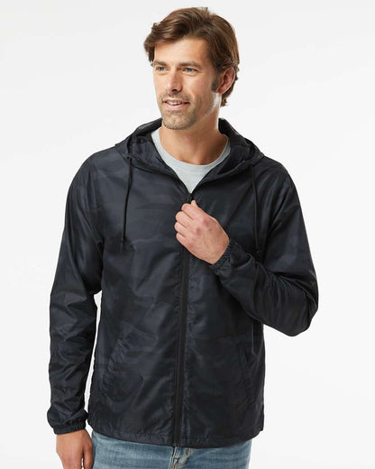 Independent Trading Co. Lightweight Windbreaker Full-Zip Jacket EXP54LWZ #colormdl_Black Camo