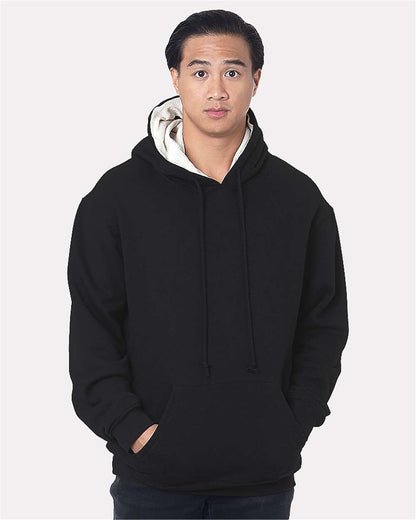 Bayside USA-Made Super Heavy Thermal Lined Hooded Sweatshirt 930 #colormdl_Black/ Cream