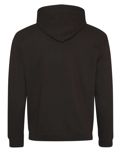 AWDis Unisex Midweight Varsity Contrast Hooded Sweatshirt JHA003 #color_Jet Black/ Orange Crush