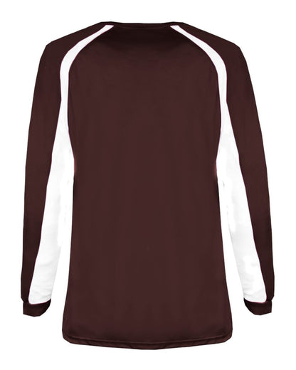 Badger B-Core Hook Long Sleeve T-Shirt 4154 #color_Maroon/ White